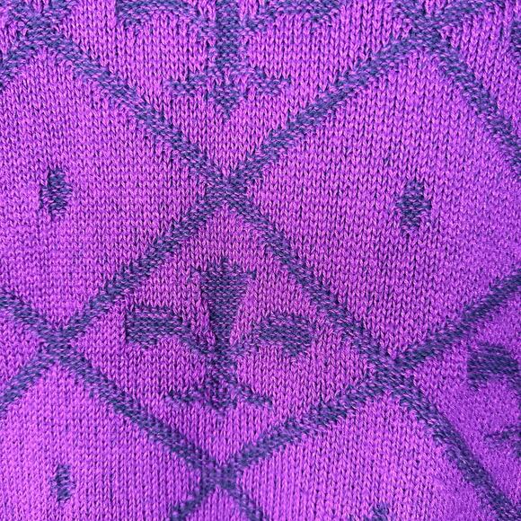 Garan by Marita Vintage Made in USA Purple Fleur De Lis Mock Neck Sweater Size M - Picture 4 of 8